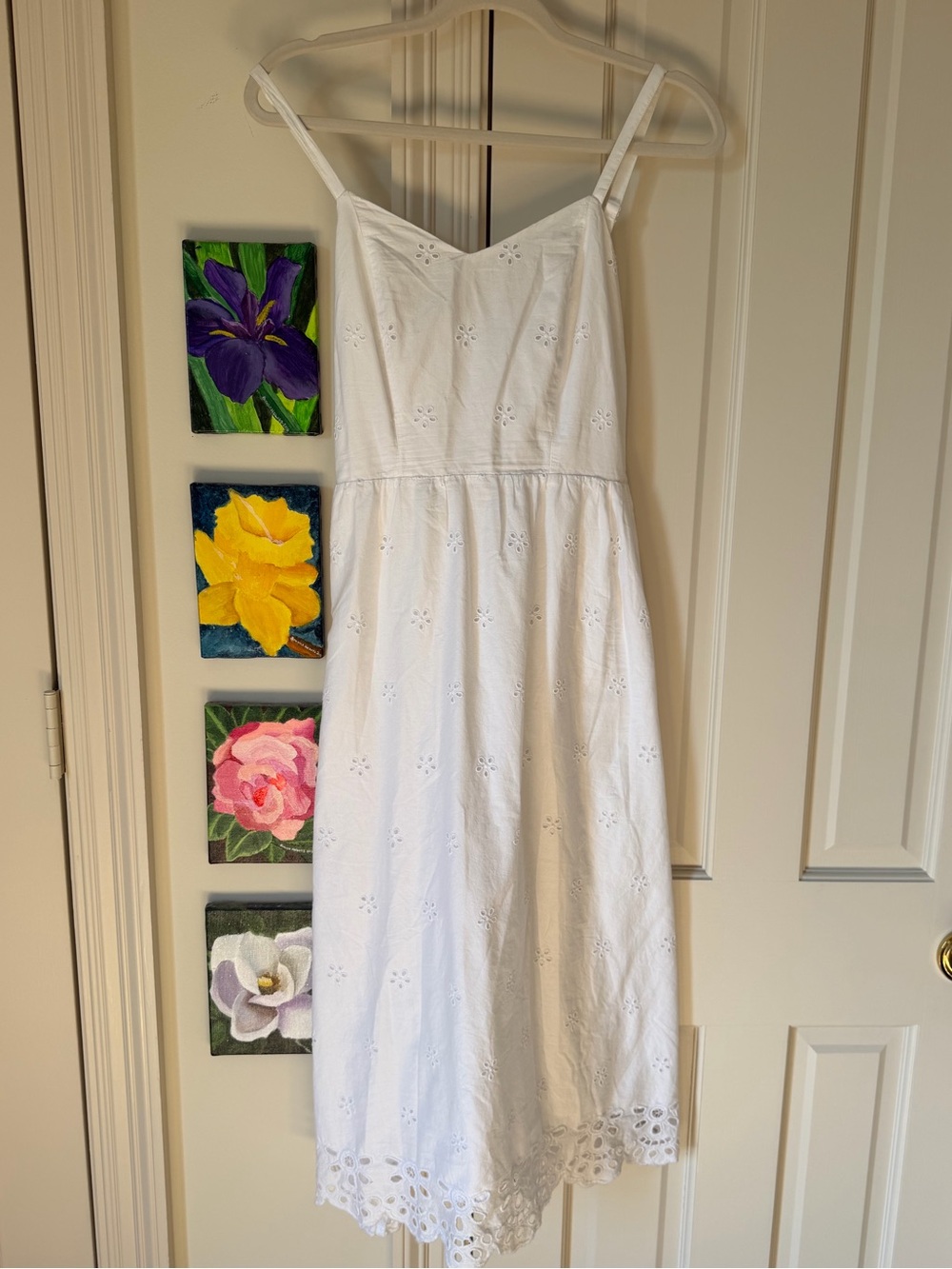 Old Navy White Eyelet Midi Sundress - Sleeveless Spaghetti Strap Dress